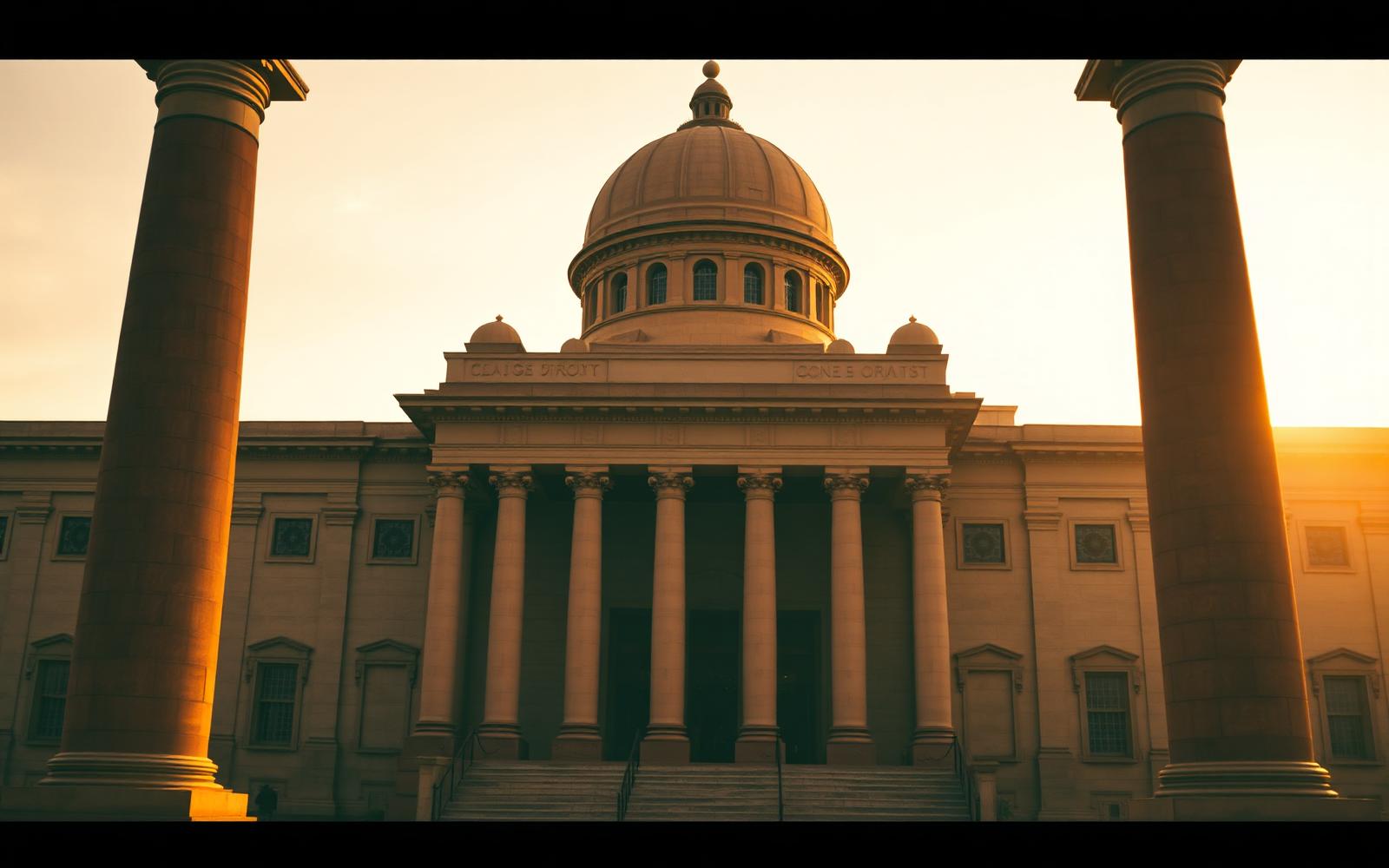 Supreme Court of India facade at golden hour